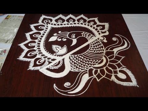 peacock rangoli designs with dots