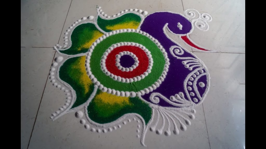 easy and simple peacock rangoli