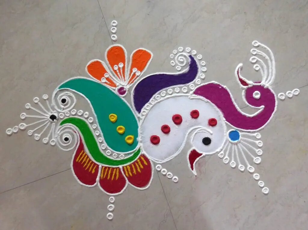 easy and simple peacock rangoli