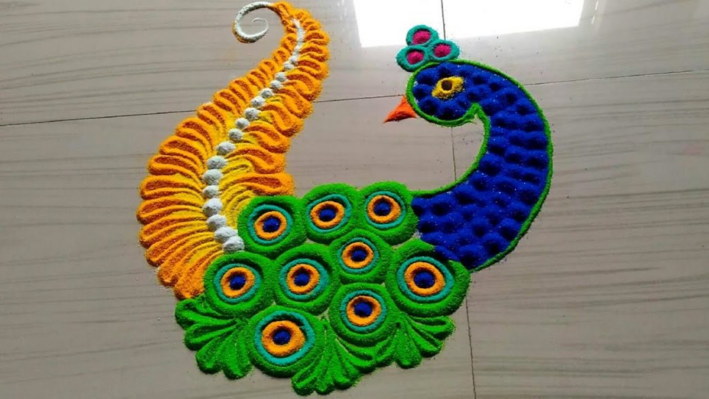easy peacock rangoli designs