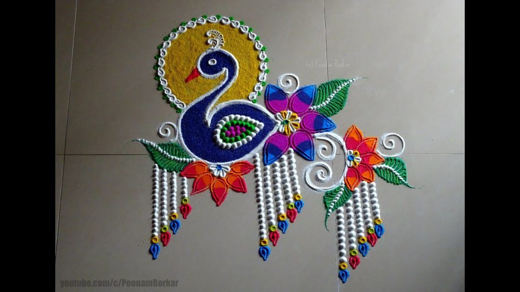 peacock rangoli designs for diwali