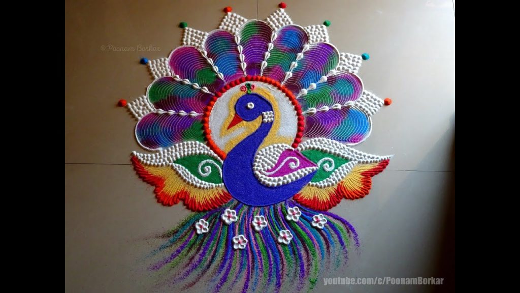 peacock rangoli designs for diwali