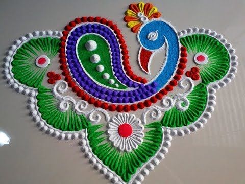 Dev Diwali Peacock Rangoli Designs